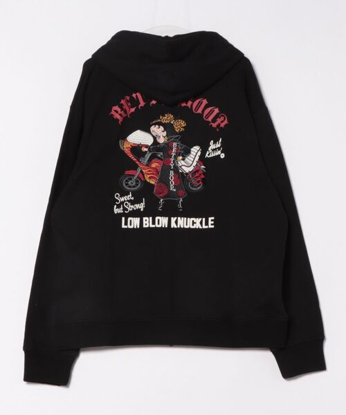 BETTY BOOP（ベティ・ブープ）の「LOWBLOW KNUCKLE / ローブローナックル / BETTY BOOP / 夜露死苦ヤンキーBETTYフルジップパーカー (M2)（パーカー・メンズ・ブラック/グレー/カーキ・XL/L/M/XXL）」の4枚目の写真