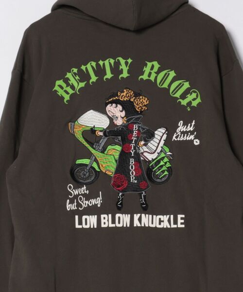 BETTY BOOP（ベティ・ブープ）の「LOWBLOW KNUCKLE / ローブローナックル / BETTY BOOP / 夜露死苦ヤンキーBETTYフルジップパーカー (M2)（パーカー・メンズ・ブラック/グレー/カーキ・XL/L/M/XXL）」の6枚目の写真