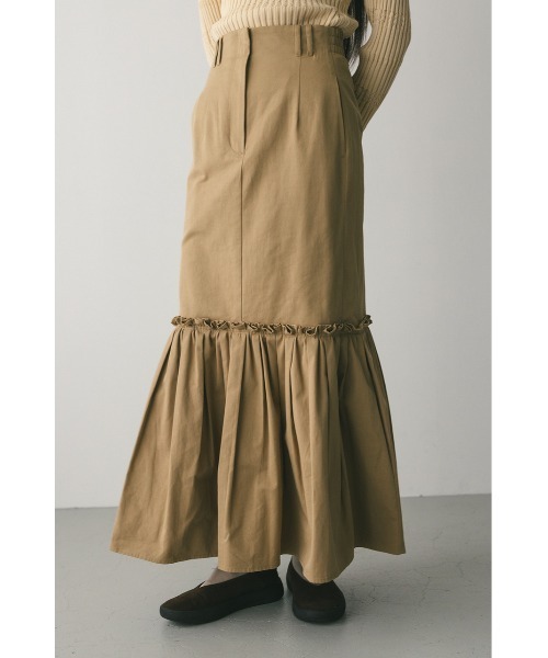 STYLEMIXER(スタイルミキサー)の「ヘムギャザーチノスカート(スカート・レディース・ベージュ/ネイビー・SMALL/MEDIUM)」の1枚目の写真