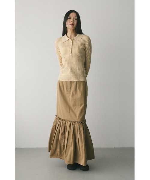 STYLEMIXER(スタイルミキサー)の「ヘムギャザーチノスカート(スカート・レディース・ベージュ/ネイビー・SMALL/MEDIUM)」の6枚目の写真