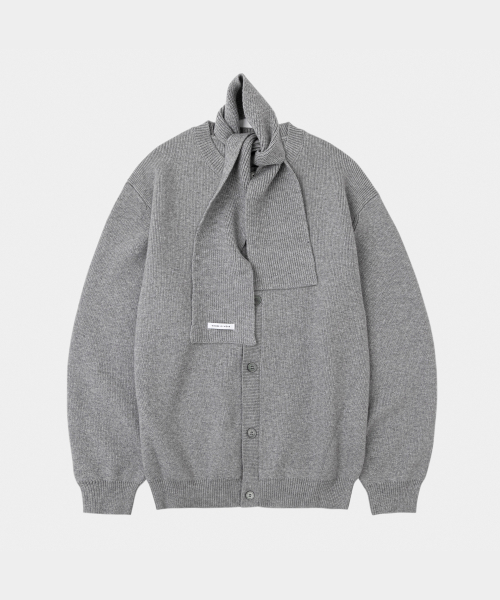 (mafla‑present) Essential Preylin Round‑Neck Knit Cardigan — лёгкий кардиган, серый