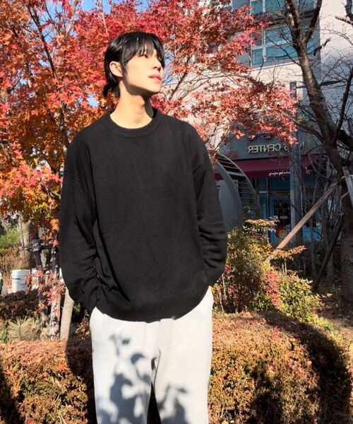 BLACK MOMENT（ブラックモーメント）の「ネイチャーラムウールクルーニット[ブラック]（ニット/セーター・メンズ・ブラック・MEDIUM/LARGE）」の6枚目の写真
