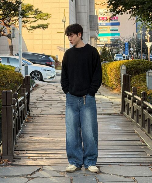 BLACK MOMENT（ブラックモーメント）の「ネイチャーラムウールクルーニット[ブラック]（ニット/セーター・メンズ・ブラック・MEDIUM/LARGE）」の7枚目の写真