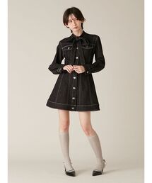 LILY BROWN | ボウタイデニムミニワンピース(ワンピース)