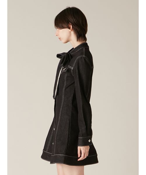 ボウタイデニムミニワンピース（ワンピース）｜LILY BROWN（リリー