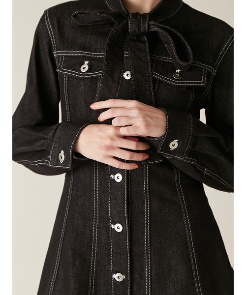 ボウタイデニムミニワンピース（ワンピース）｜LILY BROWN（リリー