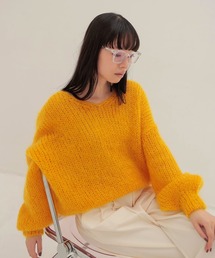 DRESSLAVE | chunky mohair Vneck pullover(チャンキーモヘアVネックプルオーバー)(ニット/セーター)