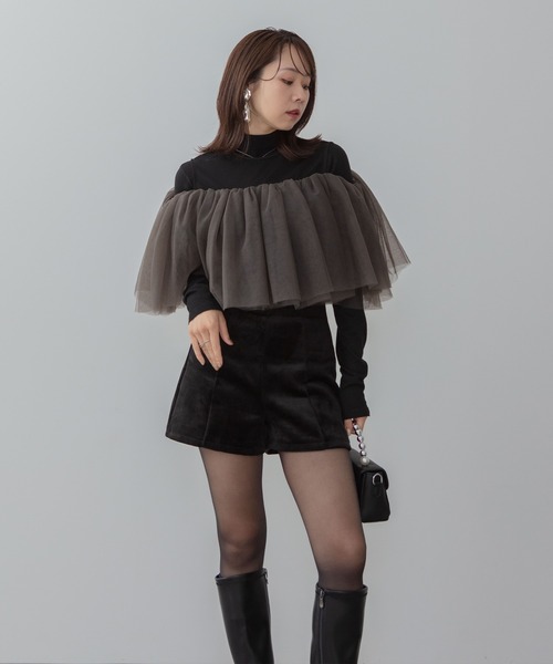 Leja(レジャ)の「【LEJA】シアーチュールオフショルダーセットアップパンツドレス2点セット 美脚効果結婚式 パーティードレス 成人式 二次会 同窓会 お呼ばれ オケージョン 20代 30代(パンツドレス・レディース・モカ/ブラック・SMALL/MEDIUM)」の18枚目の写真