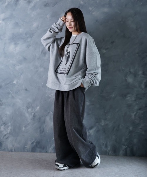 NOIZY（ノイジー）の「No Game Over Sweat/Threads NOIZY Logo Sweat / 裏毛 ワンポイント 刺繍 クルーネック プリント スウェット 長袖（スウェット・メンズ・Black/ブラック系その他/グレー系その他/グレー・LARGE/MEDIUM）」の12枚目の写真
