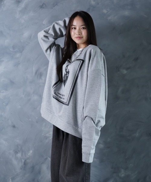 NOIZY（ノイジー）の「No Game Over Sweat/Threads NOIZY Logo Sweat / 裏毛 ワンポイント 刺繍 クルーネック プリント スウェット 長袖（スウェット・メンズ・Black/ブラック系その他/グレー系その他/グレー・LARGE/MEDIUM）」の7枚目の写真
