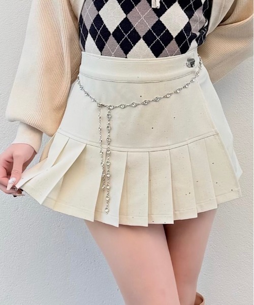 NOMAE（ノーマエ）の「ラメプリーツビジューベルトスカパン（その他パンツ・レディース・ブラック/アイボリー/グレー・FREE）」の2枚目の写真