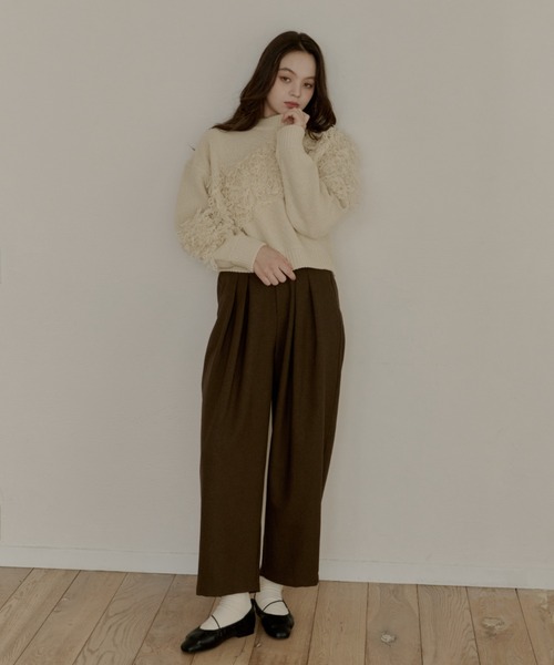 OLUN(オルン)の「fringe knit/フリンジニット(ニット/セーター・レディース・カーキ/アイボリー/クリーム・FREE)」の14枚目の写真