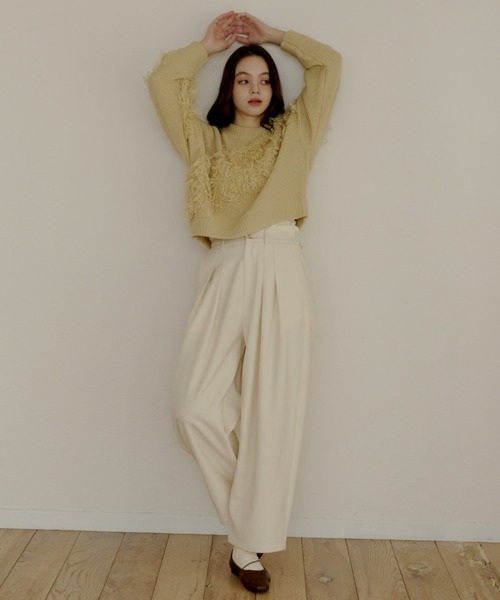 OLUN(オルン)の「fringe knit/フリンジニット(ニット/セーター・レディース・カーキ/アイボリー/クリーム・FREE)」の21枚目の写真