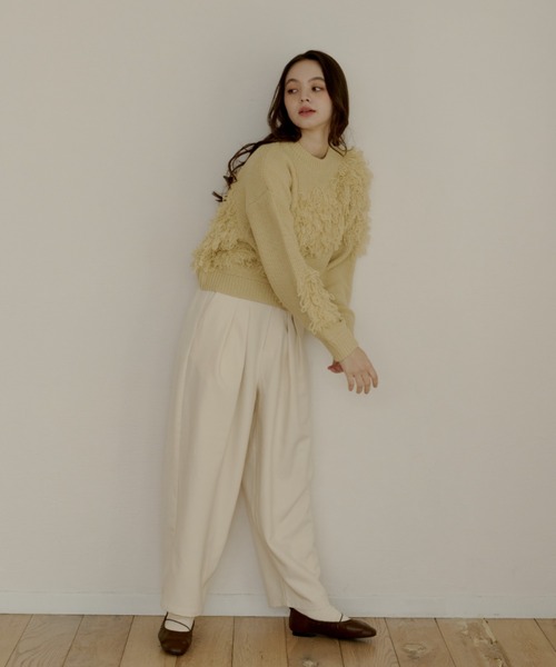 OLUN(オルン)の「fringe knit/フリンジニット(ニット/セーター・レディース・カーキ/アイボリー/クリーム・FREE)」の22枚目の写真