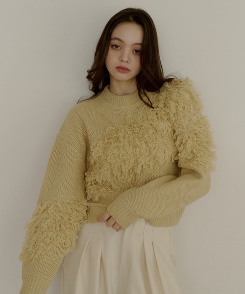 OLUN(オルン)の「fringe knit/フリンジニット(ニット/セーター・レディース・カーキ/アイボリー/クリーム・FREE)」の15枚目の写真