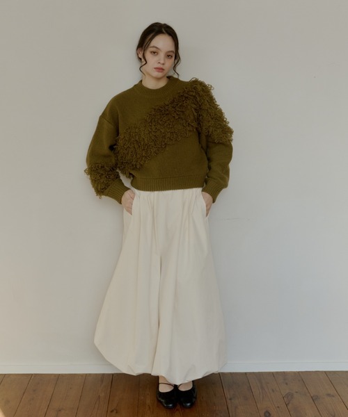 OLUN(オルン)の「fringe knit/フリンジニット(ニット/セーター・レディース・カーキ/アイボリー/クリーム・FREE)」の11枚目の写真