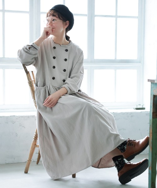 soulberry(ソウルベリー)の「パティシエみたいなワンピース(ワンピース・レディース・グレイッシュベージュ・M/L/LL/3L/4L)」の5枚目の写真