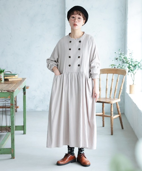 soulberry(ソウルベリー)の「パティシエみたいなワンピース(ワンピース・レディース・グレイッシュベージュ・M/L/LL/3L/4L)」の6枚目の写真