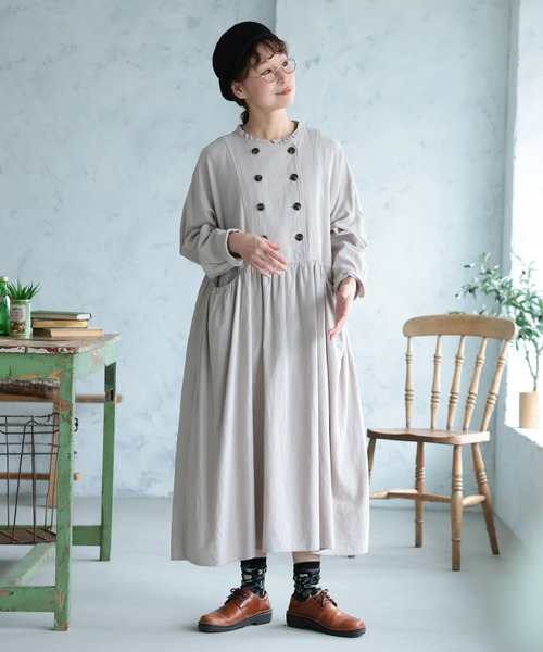 soulberry(ソウルベリー)の「パティシエみたいなワンピース(ワンピース・レディース・グレイッシュベージュ・M/L/LL/3L/4L)」の13枚目の写真