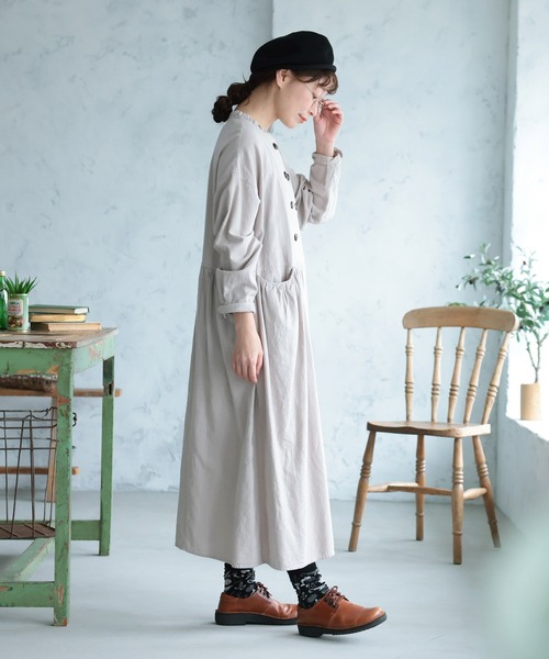 soulberry(ソウルベリー)の「パティシエみたいなワンピース(ワンピース・レディース・グレイッシュベージュ・M/L/LL/3L/4L)」の14枚目の写真