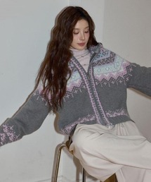 GEMEDA（ジェメダ）の「フェアアイル柄ジップアップニットカーディガン（ニット/セーター）」