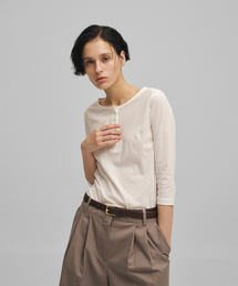 ANOTHER OFFICE WOMEN（アナザー オフィス ウーマン）の「w. Solid Henryneck Tee (White)（Tシャツ/カットソー）」
