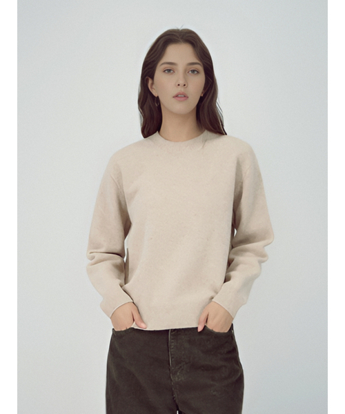 ACUD(アクド)の「Round Wool Knit _Oatmeal(ニット/セーター・レディース・オートミール・FREE)」の1枚目の写真