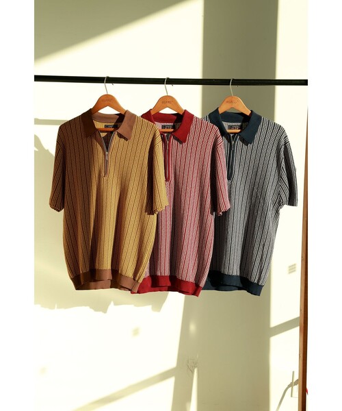 BEAMS PLUS(ビームスプラス)の「Half Zip Knit Polo(ポロシャツ・メンズ・ブラウン/ワイン/ネイビー・X-LARGE/LARGE/MEDIUM/SMALL)」の4枚目の写真