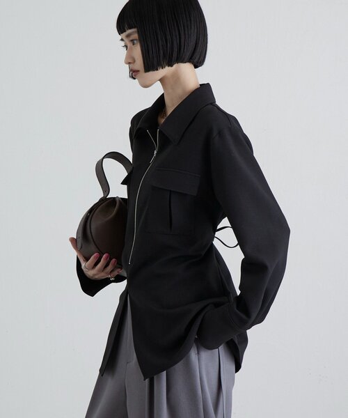 Lui's（ルイス）の「ダブルクロス前ポケットZIPシャツ（シャツ/ブラウス・レディース・グレー/ブラック・FREE）」の16枚目の写真