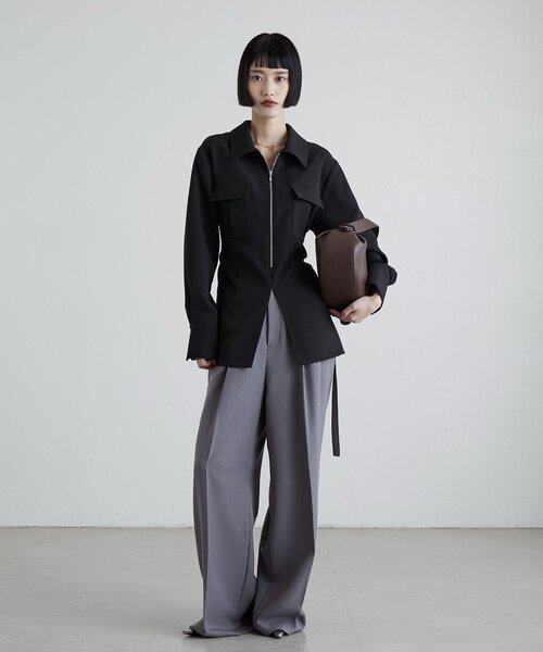 Lui's（ルイス）の「ダブルクロス前ポケットZIPシャツ（シャツ/ブラウス・レディース・グレー/ブラック・FREE）」の19枚目の写真