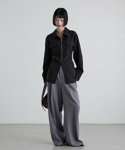 Lui's（ルイス）の「ダブルクロス前ポケットZIPシャツ（シャツ/ブラウス・レディース・グレー/ブラック・FREE）」の21枚目の写真