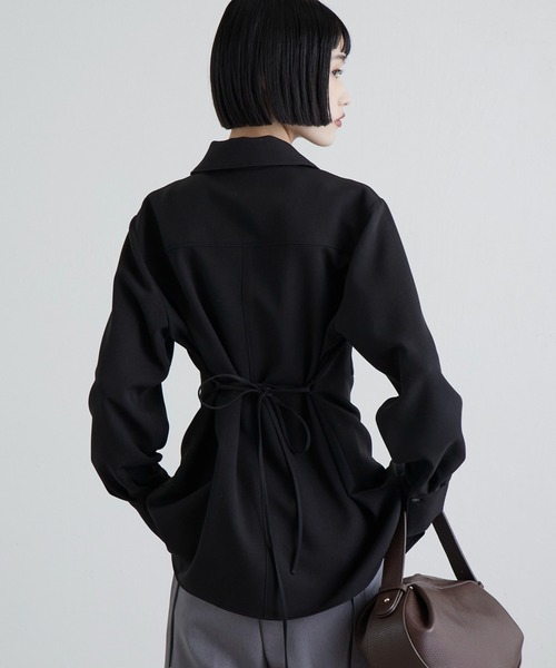 Lui's（ルイス）の「ダブルクロス前ポケットZIPシャツ（シャツ/ブラウス・レディース・グレー/ブラック・FREE）」の6枚目の写真