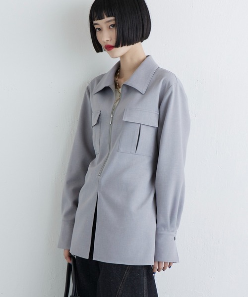 Lui's(ルイス)の「ダブルクロス前ポケットZIPシャツ(シャツ/ブラウス・レディース・グレー/ブラック・FREE)」の19枚目の写真