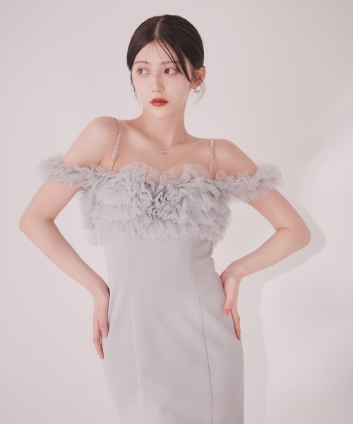 sugar nine(シュガーナイン)の「【ワンピース】ボリュームレースオフショルマーメイドミディアムワンピース(ワンピース・レディース・アイボリー/グレー・LARGE/MEDIUM/SMALL)」の10枚目の写真