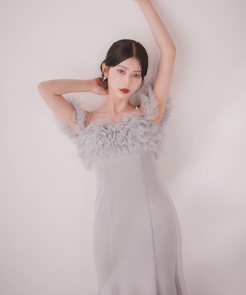 sugar nine(シュガーナイン)の「【ワンピース】ボリュームレースオフショルマーメイドミディアムワンピース(ワンピース・レディース・アイボリー/グレー・LARGE/MEDIUM/SMALL)」の12枚目の写真