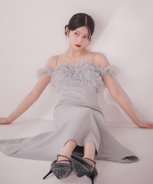 sugar nine(シュガーナイン)の「【ワンピース】ボリュームレースオフショルマーメイドミディアムワンピース(ワンピース・レディース・アイボリー/グレー・LARGE/MEDIUM/SMALL)」の15枚目の写真