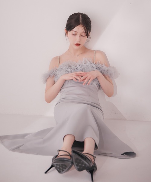 sugar nine(シュガーナイン)の「【ワンピース】ボリュームレースオフショルマーメイドミディアムワンピース(ワンピース・レディース・アイボリー/グレー・LARGE/MEDIUM/SMALL)」の18枚目の写真