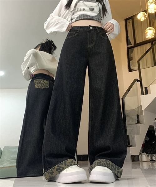 Dream garden(ドリームガーデン)の「豹柄切り替えデニムパンツ(デニムパンツ・レディース・ダークネイビー・S/M/L/XL/2XL)」の11枚目の写真