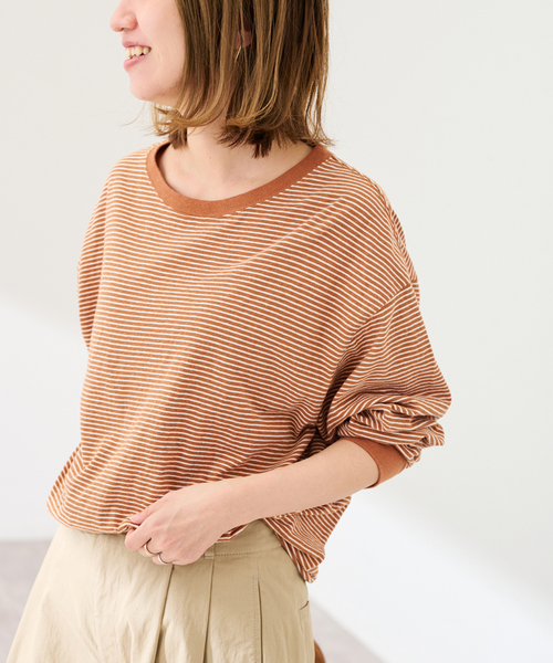 FRAMeWORK（フレームワーク）の「マルチボーダーロンT（Tシャツ/カットソー・レディース・イエロー/ブラウン・FREE）」の8枚目の写真