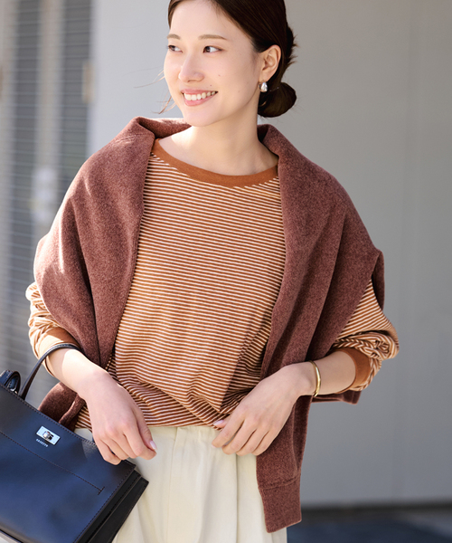 FRAMeWORK（フレームワーク）の「マルチボーダーロンT（Tシャツ/カットソー・レディース・イエロー/ブラウン・FREE）」の13枚目の写真