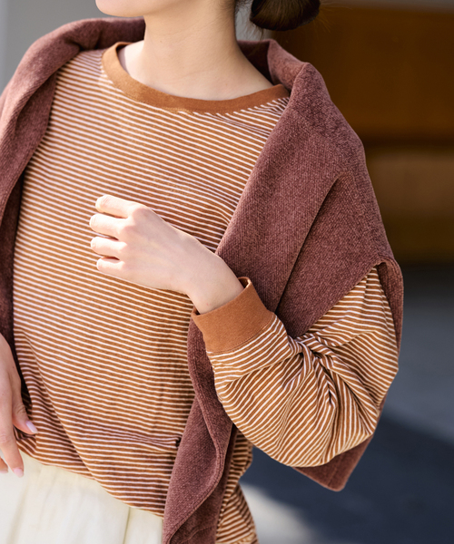 FRAMeWORK（フレームワーク）の「マルチボーダーロンT（Tシャツ/カットソー・レディース・イエロー/ブラウン・FREE）」の20枚目の写真