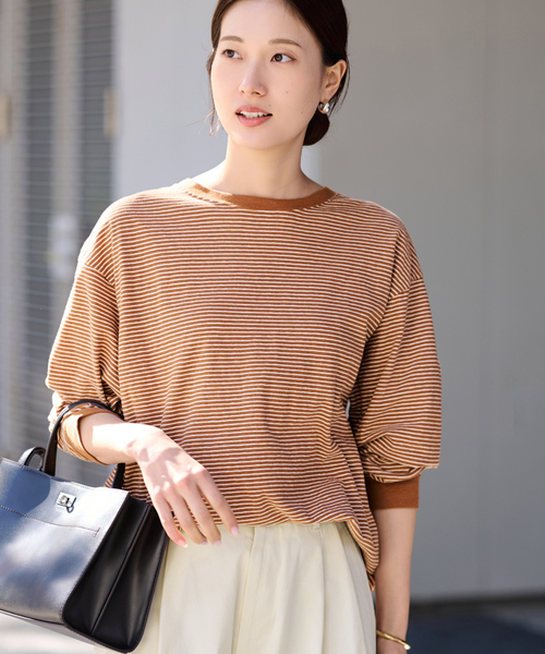 FRAMeWORK（フレームワーク）の「マルチボーダーロンT（Tシャツ/カットソー・レディース・イエロー/ブラウン・FREE）」の21枚目の写真