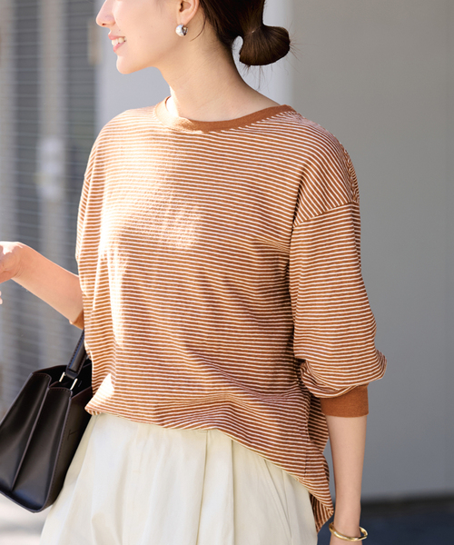 FRAMeWORK（フレームワーク）の「マルチボーダーロンT（Tシャツ/カットソー・レディース・イエロー/ブラウン・FREE）」の22枚目の写真