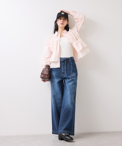 VIS（ビス）の「ベルト付きワイドシルエットデニムパンツ（デニムパンツ・レディース・ブルー系その他6/ブルー・M/S/SS）」の12枚目の写真