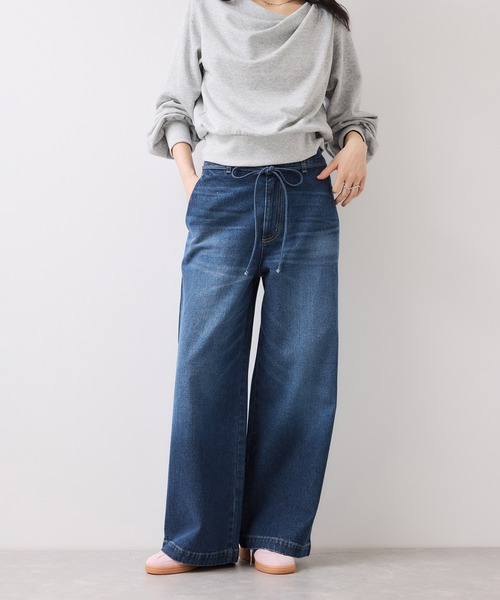 VIS（ビス）の「ベルト付きワイドシルエットデニムパンツ（デニムパンツ・レディース・ブルー系その他6/ブルー・M/S/SS）」の14枚目の写真