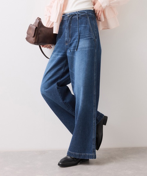 VIS（ビス）の「ベルト付きワイドシルエットデニムパンツ（デニムパンツ・レディース・ブルー系その他6/ブルー・M/S/SS）」の8枚目の写真