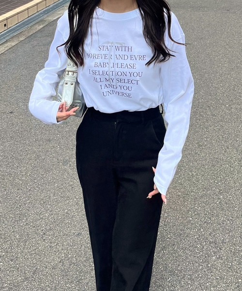 etta(エタ)の「シンプルリボンロンT/長袖Tシャツ(Tシャツ/カットソー・レディース・ホワイト・MEDIUM/LARGE/SMALL)」の2枚目の写真