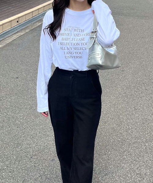 etta(エタ)の「シンプルリボンロンT/長袖Tシャツ(Tシャツ/カットソー・レディース・ホワイト・MEDIUM/LARGE/SMALL)」の4枚目の写真
