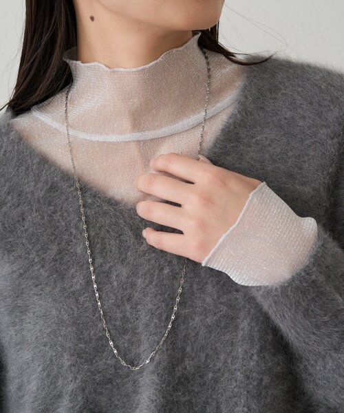 LOUNGEDRESS（ラウンジドレス）の「シアーチュールハイネックプルオーバー（Tシャツ/カットソー・レディース・アイボリー/ブラック/ホワイト系その他/ブラック系その他/グレー・FREE）」の5枚目の写真