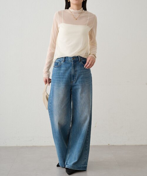 LOUNGEDRESS（ラウンジドレス）の「シアーチュールハイネックプルオーバー（Tシャツ/カットソー・レディース・アイボリー/ブラック/ホワイト系その他/ブラック系その他/グレー・FREE）」の7枚目の写真